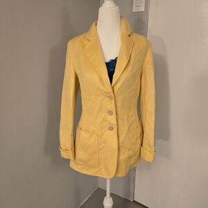 Escada 100% Cashmere Blazer Jacket Women’s 38 Yellow Made in Italy Luxury Soft